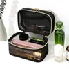 Sacs de rangement Sac de maquillage en maille Double couche Conception transparente Cosmétique Double fermeture à glissière Toilette pour pinceaux