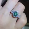 Cluster-Ringe SACE GEMS GRA-zertifizierter D-Farben-1-ct-Moissanit-Ring aus 925er-Sterlingsilber mit 18-karätigem Weißgold für Damen, feiner Schmuck