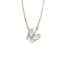 Marca de designer van White Fritillaria Butterfly Colarfly Feminino 925 Sterling Silver Plated 18K Rose Gold Full Diamond Platinum Clavicle Chain com logotipo Y480