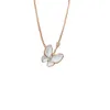 Brand de créateur van blanc fritillaria Butterfly Collier femelle 925 argent sterling plaqué 18k rose or complet Diamond platine Powder Powder Clavicule With Logo Y480