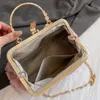 Diseñador Vintage Women Bead Frs Shell Clip Lock Bolsas Rosa Blanco Perla Bolsos y monederos Cadena Bolsas de hombro Fiesta Embrague 036b #