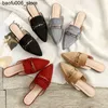 Sandals Baotou slider womens spring/summer 2023 new fashionable Pointed flat sole shoelaces casual cool half slider Zapatos Mujer Q240330