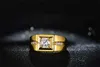 خواتم الزفاف Solitaire Male Ring 24kt Gold 925 Sterling Silver AAA Zircon CZ CZ خواتم الزفاف للرجال Finger Party Jewelry 24329