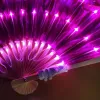 Kvinnor Led Belly Dance Silk Fan Veils 180 cm Belly Dance LED Silk Fan Dance Performance Props Colorful Luminous Silk Fans B5OA#