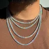 Hip hop mens single row alloy diamond tennis necklace jewelry E2LX