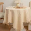 Table Cloth Beige Retro Knitted Long Tea Dining Cover Sofa Simple And High-end Birthday Decoration Q6F3984