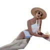 Women's Swimwear 2024 One Shoulder Solid Color Sexy Beach Bikini Swimsuit Outdoor Travel Vacation Pool Party Fashion Matching