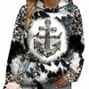 Anchor Leopard Print Kangaroo Pocket Hoodie Casual LG Sleeve Hoodies Sweatshirt Women's Clothing Plus Size Hooded Pullover Q7YC#