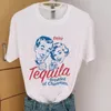 Enjoy Cartoon Printing Vintage Style Women White T shirts Short Sleeve Loose Cotton Summer Casual Tees 240315