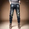 Pantalon de jeans pour hommes épissé moto homme pantalon de cowboy surdimensionné recadré Y2k Vintage Kpop tendance 2024 style coréen Harajuku Y 2k