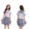 Été JK Uniforme Japonais Navy Cosplay Uniformes scolaires Preppy Chic Filles mignonnes Costume de marin Ensembles Étudiants Bow Tie Jupe plissée f0w0 #