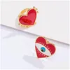 Yan taşlarla Avrupa ve Amerikan Modası Enamed Red Heart Love Ring Creative 18K Glod Evil Göz Ayarlanabilir Takı Damlası Teslimat DHG0S