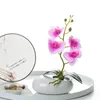 Dekorativa blommor elliptiska bassängen Artificial Flower Bonsai Pu Butterfly Orchid Ceramic Vase Set Home Decorations Ornament Moth Potting