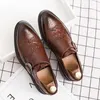 Dress Shoes Man Classics Business Brogue Career Formal Pointed Toe Lace Up Single Buckle Office Party Wedding Leather