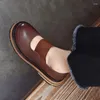 Casual Shoes Birkuir Retro Mary Jane Elastic Band Thick Heel Pumps Loafers For Women Genuine Leather Luxury Elegant Platform