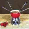 Vorken 6pcs roestvrijstalen vork pot fondue smelten spieskeuken kaas fruit dessert gereedschap accessoires