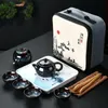 Çin Kung Fu Seyahat Çay Seti Seramik Sır Çaydansı Gaiwan Porselen Teaset Sıkışları Teaware Setleri İçecek Tarihi Töreni 240325