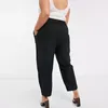 plus la taille cravate taille bureau de travail élégant pantalon sur mesure femmes poches latérales noir pantalon de cheville conique pantalon grande taille 6XL 7XL D2xB #