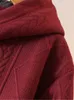 플러스 사이즈 여성 가을 ​​겨울 LG 슬리브 직조 패브릭 스웨트 셔츠 주머니 지퍼 업 가디건 두꺼운 코트 후드 재킷 97og#