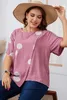 women's Plus Size Dots Puff Short Sleeve Tee Crew Neck T Shirts Loose Irregular Casual Tops Chiff Summer Blouse T-Shirt Cloth z93k#