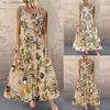 Basic Casual Dresses Jocoo Jol Bohemian Maxi Dress Women Casual Vintage Slveless O Neck Floral Print Loose Long Dress Oversized Beach Sundress T240330