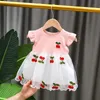 Baby Girls Summer Sukienka z krótkim rękawem Patchwork Hafloidery Fashion za 03 lata 240325