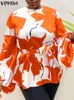بالإضافة إلى الحجم 5xl Vonda Office Office Blouse Lg Sleve Bohemian Floral Printed Derts Autumn Bulted Tunic Tops Blusas i4zo#