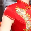 Китайский Новый год женская одежда невесты LG Dr Red с вышивкой блестками Chegsam Qipao свадьба плюс размер женщина Drag Phoenix 16So #