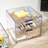 Storage Boxes Transparent 3-Drawer Tall Desk Organization Ensemble