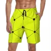 Herr shorts baddräkter nordiska kort sommaren gul kub geometri casual short byxor man design springa bekväma strandstammar