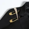 Сексуальный наряд, одежда для женщин, 2023, свободный крой, черный блейзер с вырезами и булавками, новый блейзер с лацканами и длинными рукавами, женское пальто, модное блейз