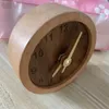 Table Clocks Creative Fashion Office Bedroom Beech Black Walnut Wooden Round Silent Small Desk Clock