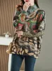 Winter Fi Knitwear Women Luxury Loose Printed Diamd Plus Size Sweaters Ladies Vintage Warm Pullover Classic Casual Jumper K2DN#