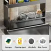 Kitchen Storage Countertop Sink Rag Organizer Cleaning Supply Utensils Drainage Rack