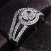 3 pezzi Rulelei eleganti anelli di nozze di marca gioielli vintage argento sterling 925 riempimento forma rotonda 5A zircone CZ diamante eternità festa donna coppia nuziale anello set regalo