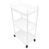 Kitchen Storage Home And Bathroom Universal Wheel Three-layer Trolley Rack White Organizer Cart Shopping Rolling Utility Abs