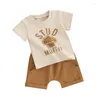 Zestawy odzieży Baby Girl Letni ubrania Patchworka koszulki z krótkim rękawem z luźnymi szortami dla niemowląt Dwuczęściowe stroje