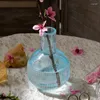 Jarrones ligeros de lujo con hielo de azufre, jarrón de cristal agrietado, artículos de flores europeas nutritivas para agua, decoración transparente para sala de estar