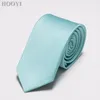 Bow Ties HOOYI Solid Color For Men Business Gravata Slim Tie Polyester 2024 Skinny Necktie Fashion Wedding Accessories