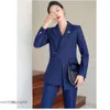 Senior Office Lady Suit For Women Work Wear Unique Design Blazer Formal Slim Fit Pant Sets Female Solid Outfits 2 Piece 240127