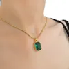 Kettingen Trendy sieraden voor vrouwen Hoge kwaliteit glazen ketting Stijl Vintage koperen goudkleurige ketting