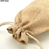 Gift Wrap 6 Sizes Linen Jute Drawstring Bags Burlap Sacks Party Favors Packaging Bag Wedding Candy Supplies