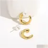 Hoop & Huggie Minimalist Pearl Metal Earrings For Women Korea Gold Color Chic Lady Circle Frond Back Vintage Jewelry Drop De Dhgarden Dhnqv