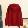 4xl Autunno Plus Size Maglione Donna Abbigliamento ALLENTATO Pullover lavorato a maglia Fi Dobby Maglione curvo con cappuccio stile cinese Inverno 379N #