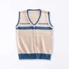 school JK Uniform Sweater Cute Apricot Striped Tank Top Sweater Sleevel Vest Waistcoat For Girls Cosplay adult Knitting Coat 05rI#