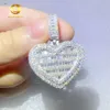 Designer smycken Hot Selling Hip Hop Zuanfa Emerald Diamond 925 Silver Iced Out Moissanite Custom Jewelry Heart Shape Pendant