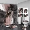 Chuveiro cortinas abstrato roxo mármore cortina conjunto moderno aquarela tinta arte casa banheiro decorativo piso tapete de banho tampa do toalete