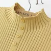 Einfache feste Farbe kleiner Buchstabe Label Mock Neck Pullover Plus Size Frauen Kleidung Herbst Winter Slim Body Strickpullover E2 3057 f25Y #