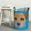 Tvättväskor Border Terrier Dogie Circular Hamper Storage Basket Robust and Su tble Fanture For Kitchens Books