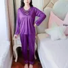 Vêtements à domicile Classic Deux pièces de pyjama ensemble Silky Satin en dentelle Pyjamas V Neck Top Pantals élastiques Pantalons de sommeil doux pour les femmes 2